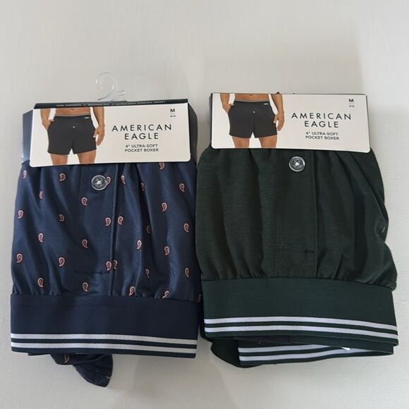 American Eagle Pocket Boxers Mens Medium Ultra Soft 2 Pack Sleep Shorts - Picture 1 of 2